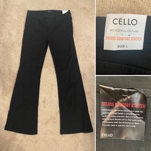 Black Pull on flare pants by Cello